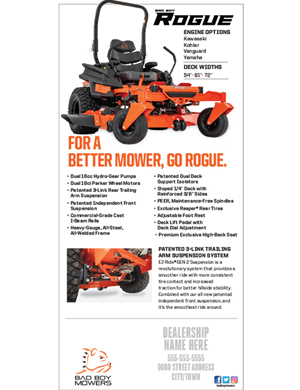 Bad Boy spec sheets